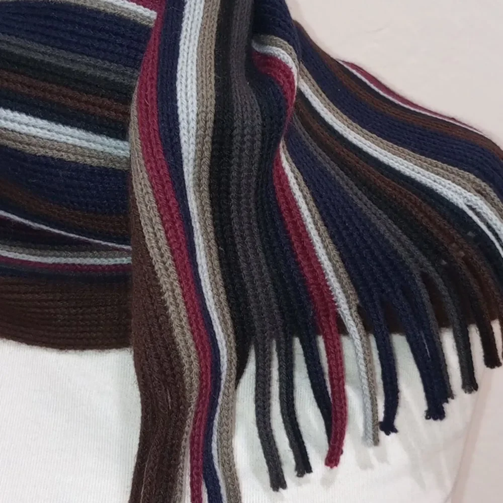 Pierre Cardin Acrylic Striped Fringed Scarf, OS, Unisex